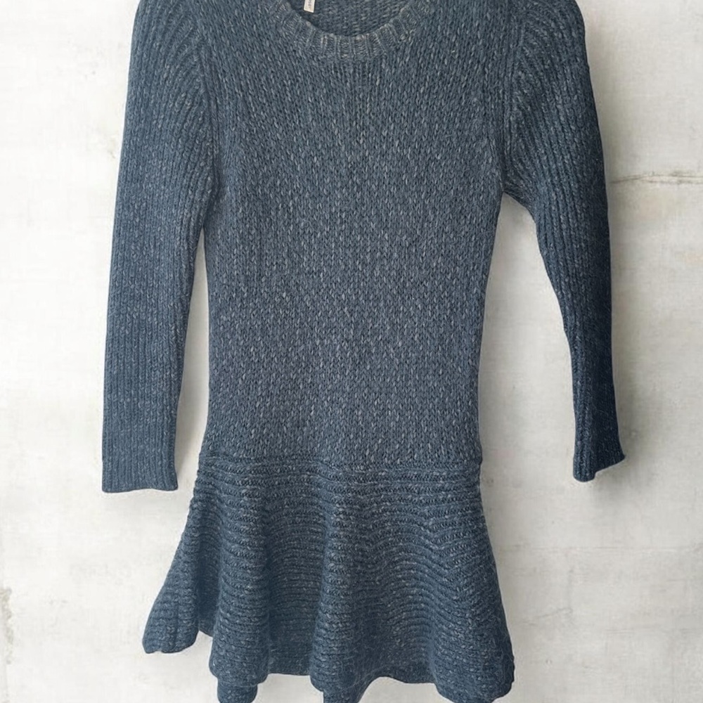 10 Crosby Derek Lam Textured Knit Sweater dress skater Blue small